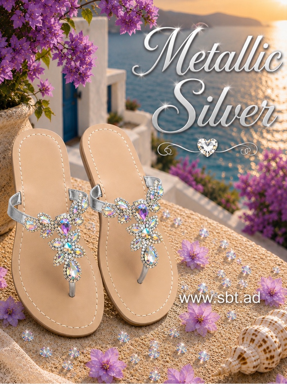 NEW Rhinestone Sandals Sparkling Bling Swarovski Crystal Beach Wedding Summer